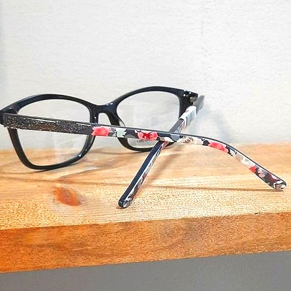 NEW Sassy Black Eyeglass Frame floral temples, RX'ABLE, women glasses 54 16 140 - Picture 1 of 5